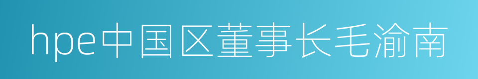 hpe中国区董事长毛渝南的同义词