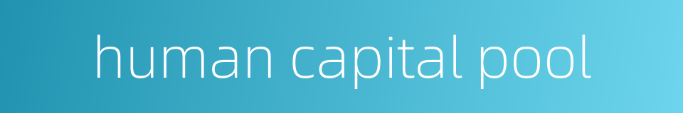 human capital pool的同义词