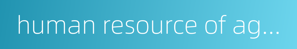 human resource of agedness的同义词