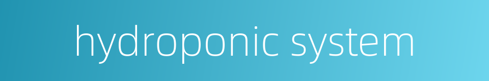 hydroponic system的同义词