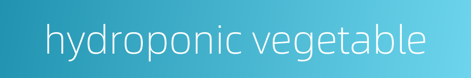 hydroponic vegetable的同义词