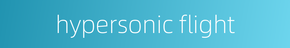 hypersonic flight的同义词