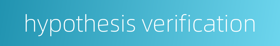 hypothesis verification的同义词