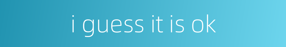 i guess it is ok的同义词