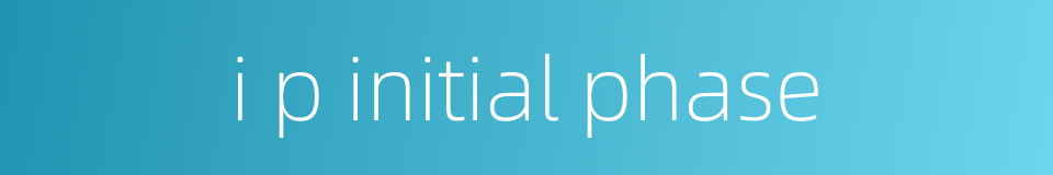 i p initial phase的同义词