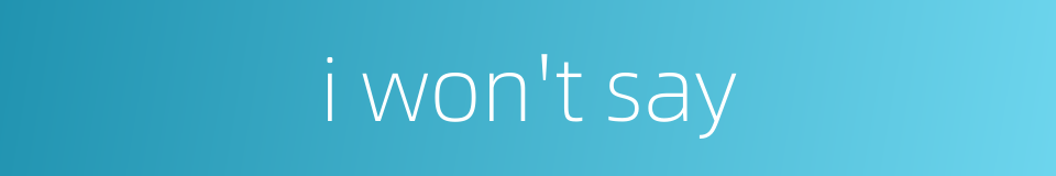 i won't say的同义词