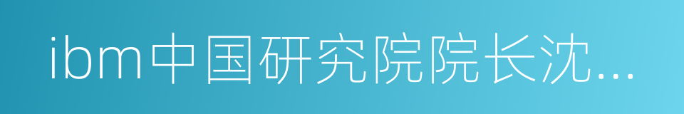 ibm中国研究院院长沈晓卫的同义词