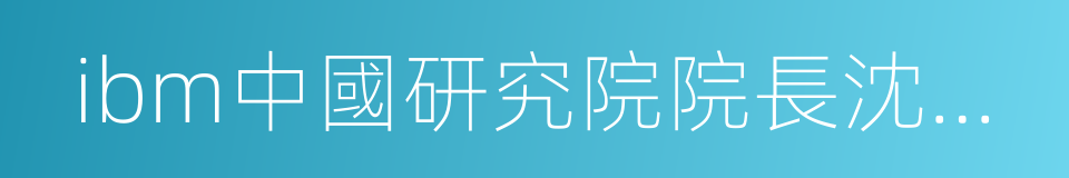 ibm中國研究院院長沈曉衛的同義詞