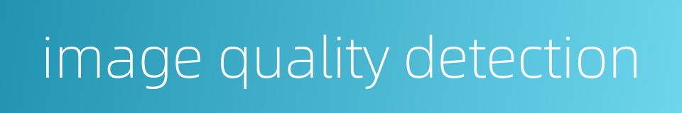 image quality detection的同义词