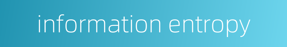 information entropy的同义词