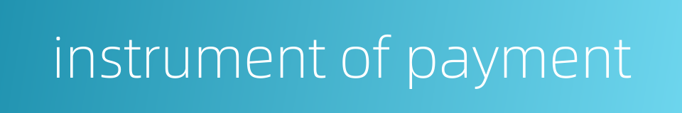 instrument of payment的同义词