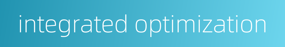 integrated optimization的同义词