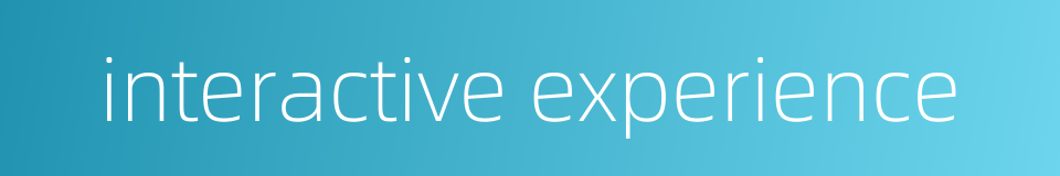 interactive experience的同义词