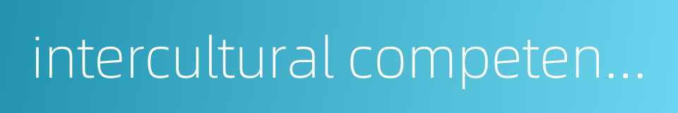 intercultural competence的同义词