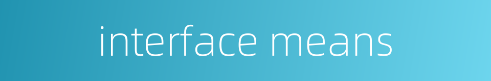 interface means的同义词