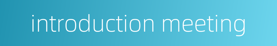introduction meeting的同义词