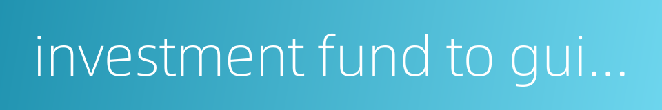 investment fund to guide entrepreneurship的同义词