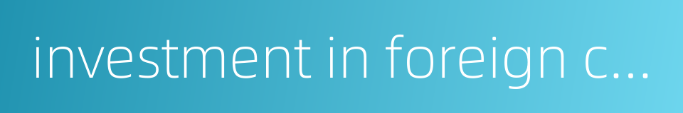 investment in foreign country的同义词