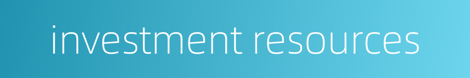 investment resources的同义词