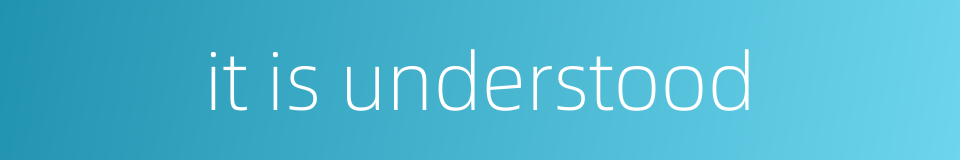 it is understood的同义词