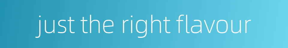 just the right flavour的同义词
