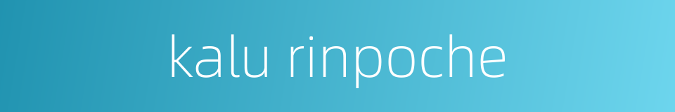 kalu rinpoche的同义词