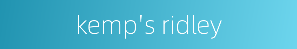 kemp's ridley的同义词