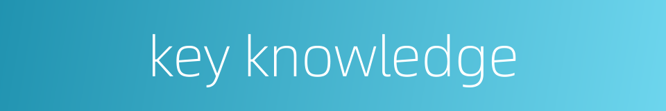 key knowledge的同义词
