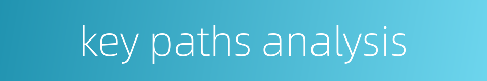 key paths analysis的同义词