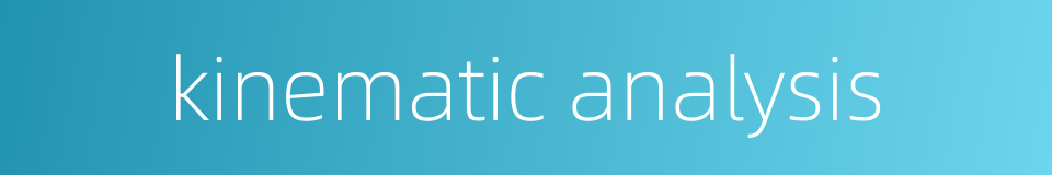 kinematic analysis的同义词