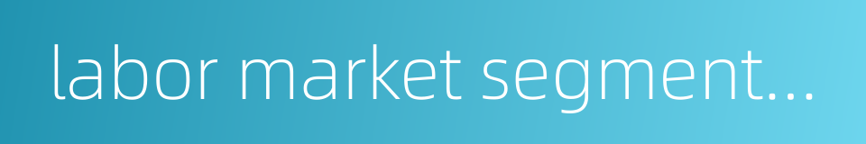 labor market segmentation的同义词