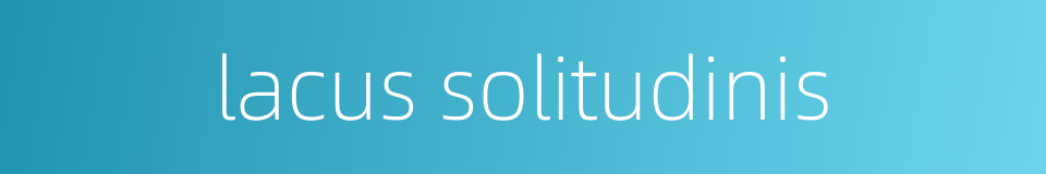 lacus solitudinis的同义词