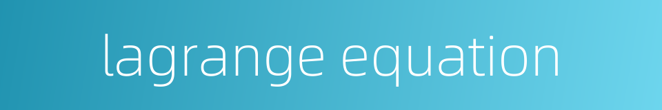 lagrange equation的同义词
