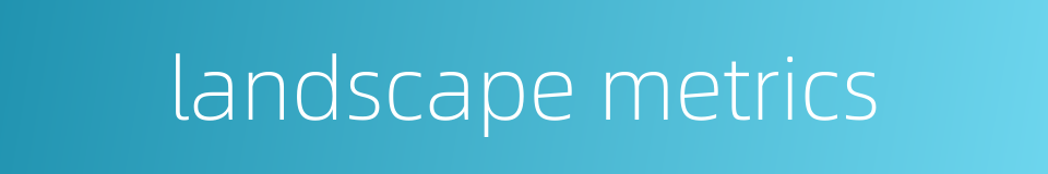 landscape metrics的同义词