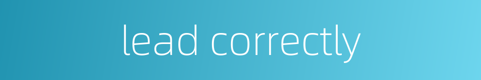 lead correctly的同义词