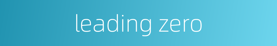 leading zero的同义词