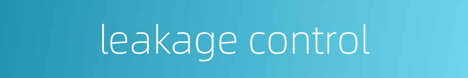 leakage control的同义词