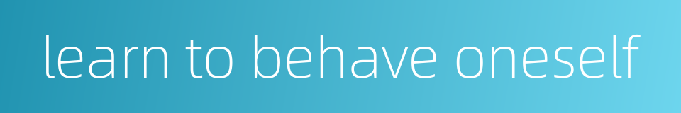 learn to behave oneself的同义词