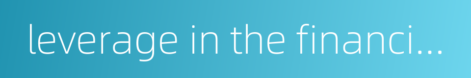 leverage in the financial sector的同义词