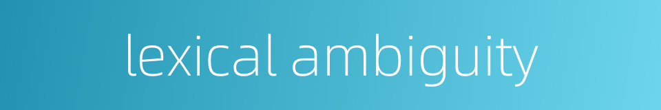 lexical ambiguity的同义词