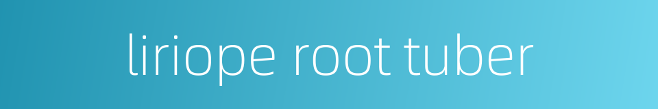 liriope root tuber的同义词