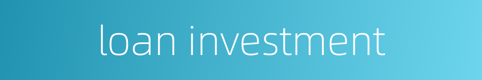 loan investment的同义词