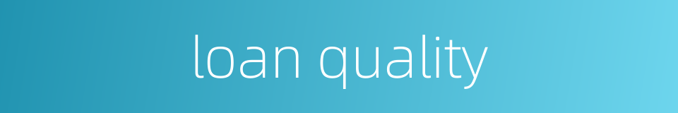 loan quality的同义词