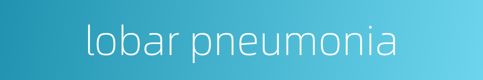 lobar pneumonia的同义词