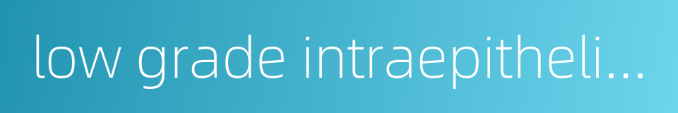 low grade intraepithelial neoplasia的同义词