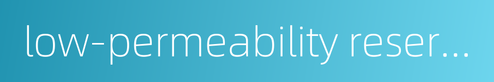 low-permeability reservoir的同义词