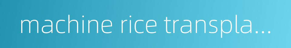machine rice transplantation的同义词