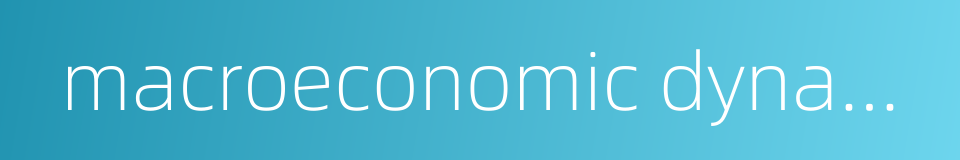 macroeconomic dynamics的同义词