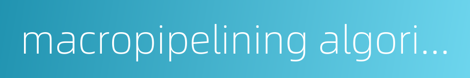 macropipelining algorithm的同义词