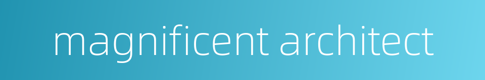 magnificent architect的同义词